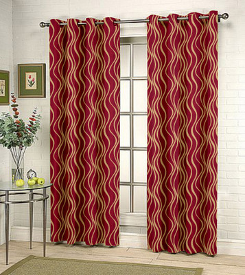 62% OFF on Fabutex Maroon Striped Eyelet Curtain