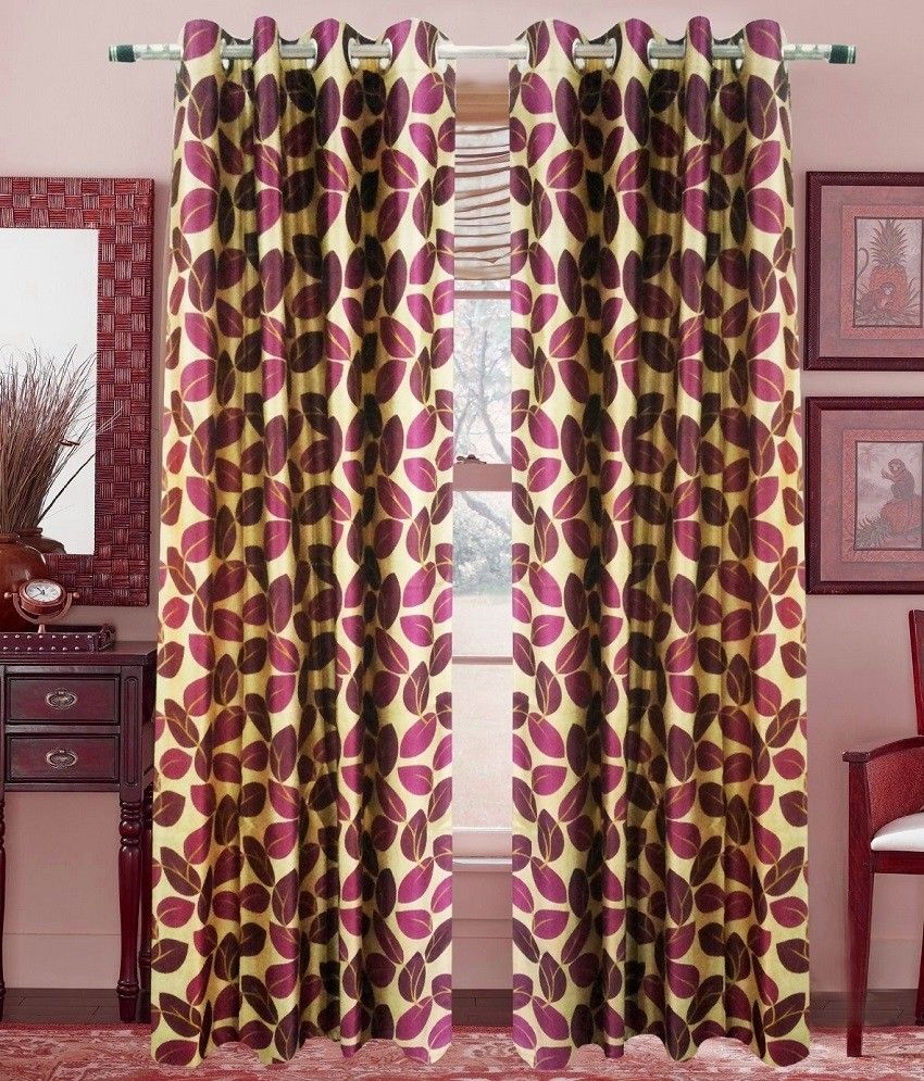 61% OFF on Homefab India Polyester Lavender Floral Eyelet Curtain
