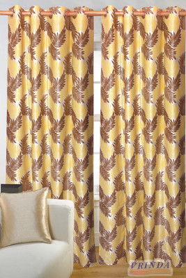 46% OFF on Vrinda Polycotton Brown Printed Eyelet Curtain