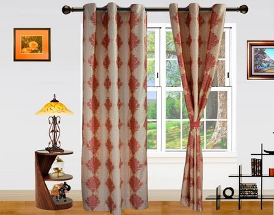 46% OFF on Dekor World Polyester Maroon Damask Eyelet Curtain