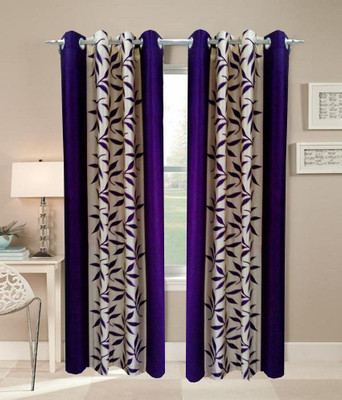 12% OFF on Homesazz Polyester Purple Floral Eyelet Curtain