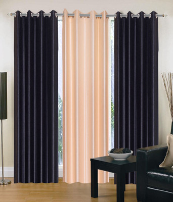 69% OFF on HomeZaara Polyester Multicolor Striped Eyelet Curtain