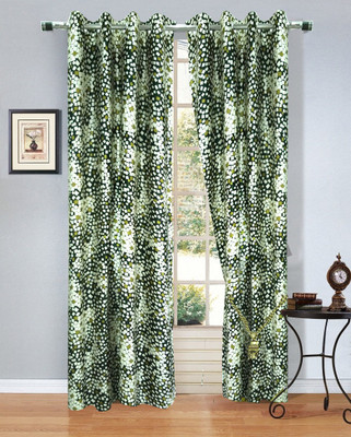 57% OFF on Homefab India Polyester Green Geometric Eyelet Curtain