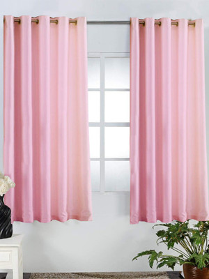 66% OFF on Homefab India Polyester Pink Solid Eyelet Curtain