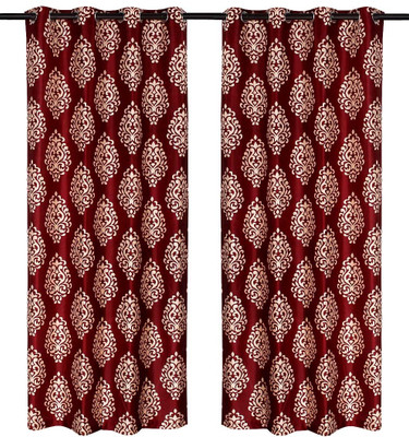68% OFF on Zikrak Exim Polyester Red Damask Eyelet Curtain