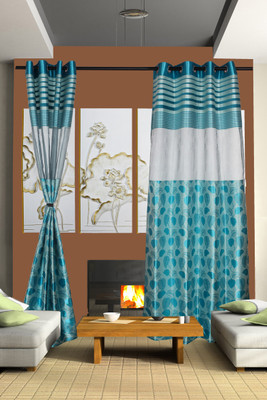 50% OFF on Vrinda Tissue Multicolor Self Design Eyelet Curtain