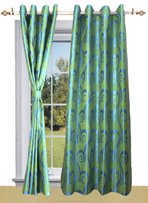 50% OFF on Shandar Polyester Green Abstract Eyelet Curtain