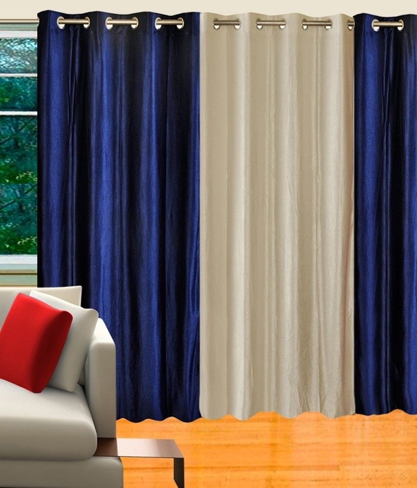 72% OFF on Decor Vatika Polycotton Blue, White Solid Eyelet Curtain