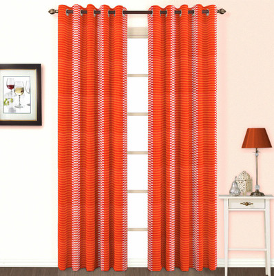 10% OFF on Skipper Cotton Orange Striped Eyelet Curtain 10% OFF on Skipper Cotton Orange Striped Eyelet Curtain