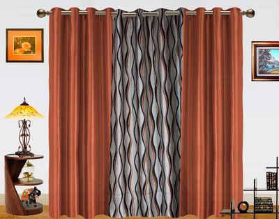 40% OFF on Dekor World Polyester Brown Checkered Eyelet Curtain