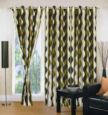 66% OFF on IWS Polyester Multicolor Solid Ring Rod Curtain