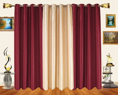 49% OFF on Decor Bazaar Polyester Maroon Checkered Eyelet Curtain
