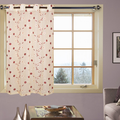 45% OFF on Kings Polycotton Maroon Printed Eyelet Curtain