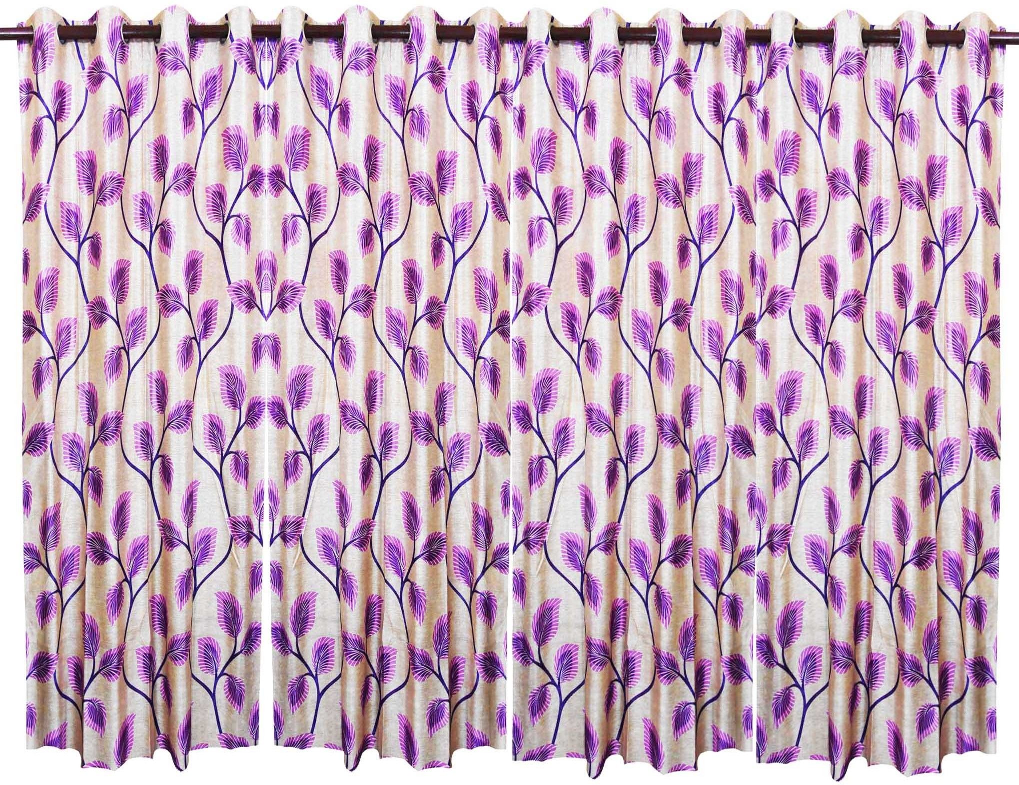 75% OFF on Zikrak Exim Polyester Purple Floral Eyelet Curtain