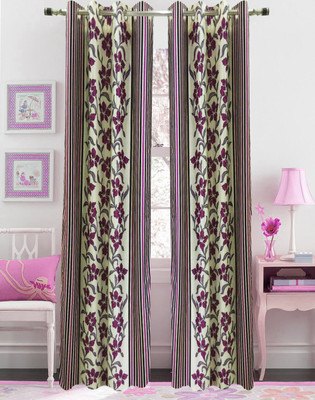 66% OFF on Urban Arts Polyester Pink Checkered Eyelet Curtain