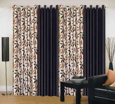 40% OFF on IWS Polyester Brown, Black Printed Eyelet Curtain