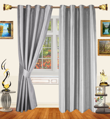 65% OFF on Decor Bazaar Polyester Grey Geometric Eyelet Curtain