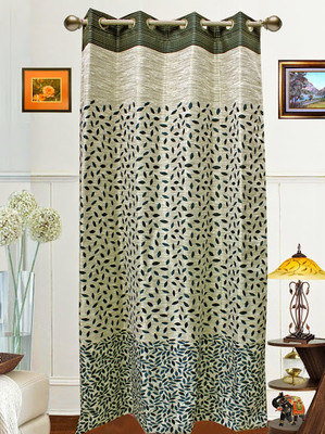40% OFF on Dekor World Polyester Green Abstract Eyelet Curtain