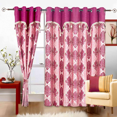 52% OFF on Cortina Polyester Purple Floral Eyelet Curtain