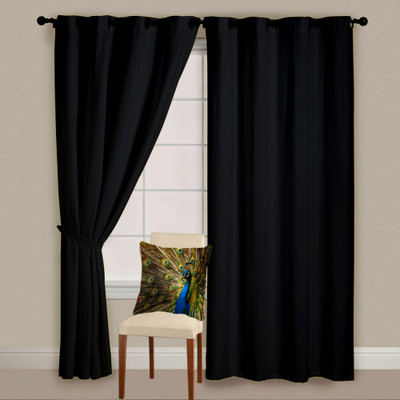 50% OFF on StyleNcomfort Black Self Design Eyelet Curtain