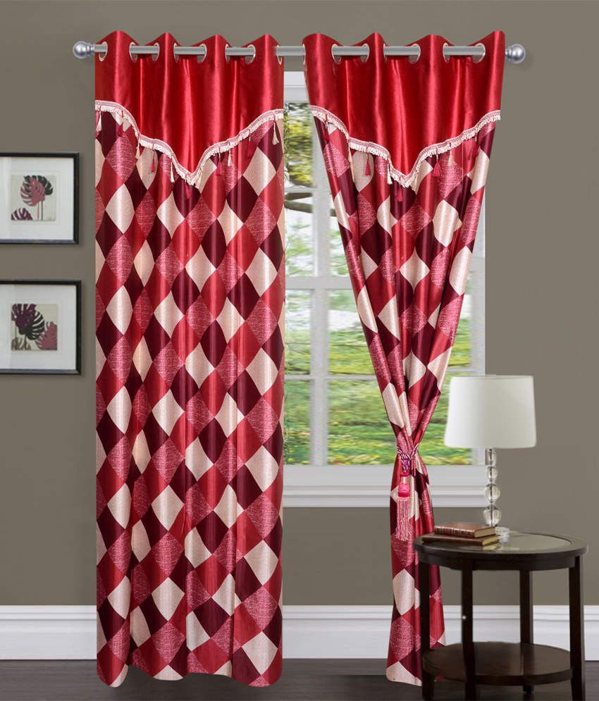77% OFF on HomeZaara Polyester Multicolor Floral Eyelet Curtain