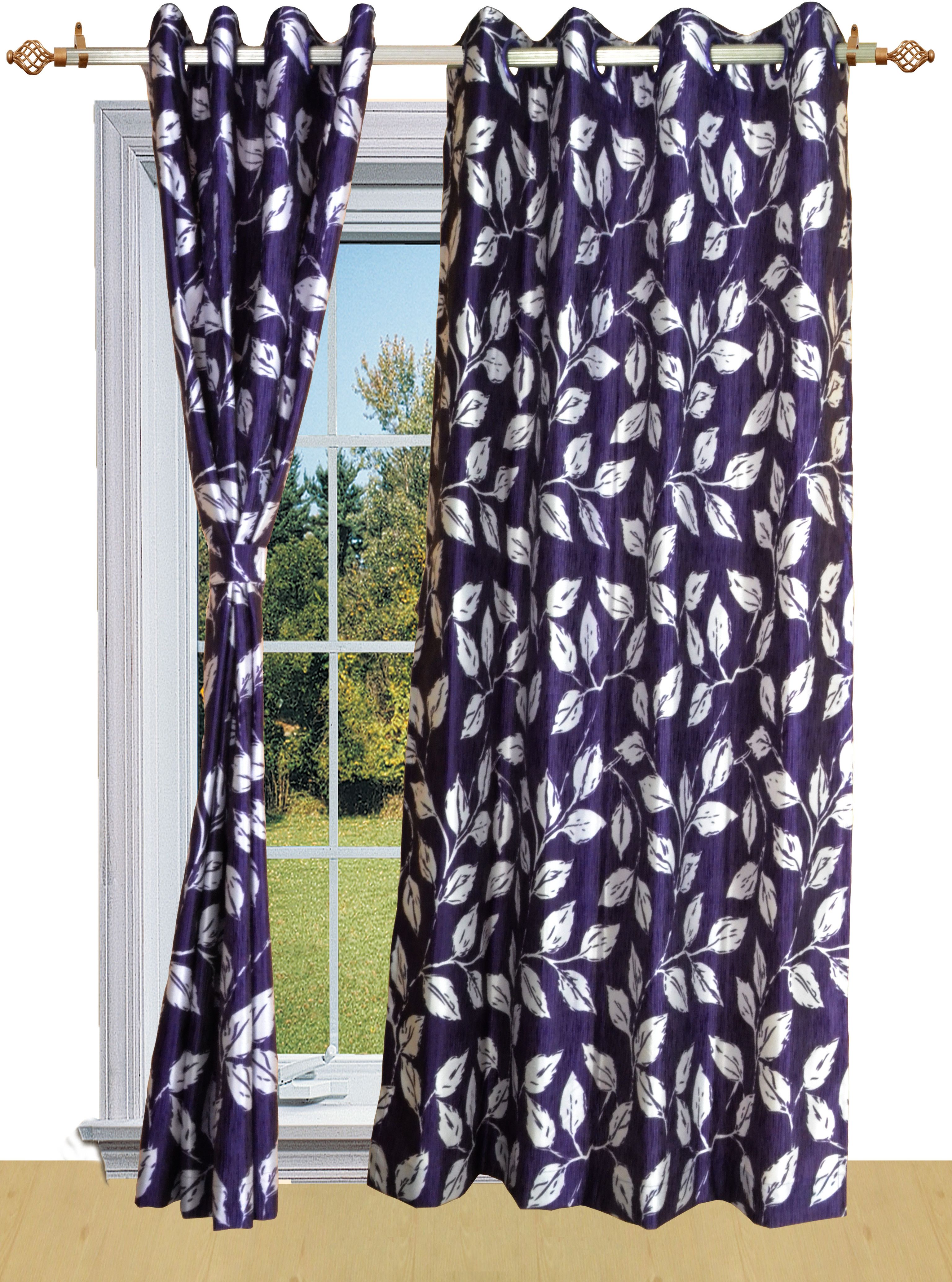 50% OFF on Shandar Polyester Maroon Abstract Eyelet Curtain