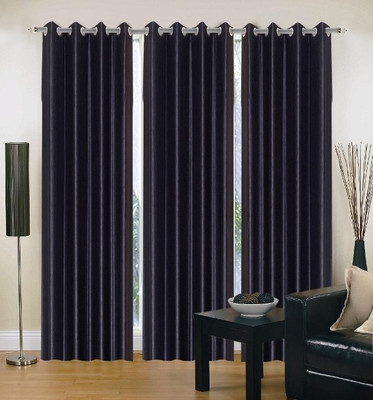56% OFF on IWS Polyester Black Floral Eyelet Curtain