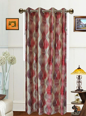 61% OFF on Dekor World Polyester Maroon Fleur-de-lis Eyelet Curtain