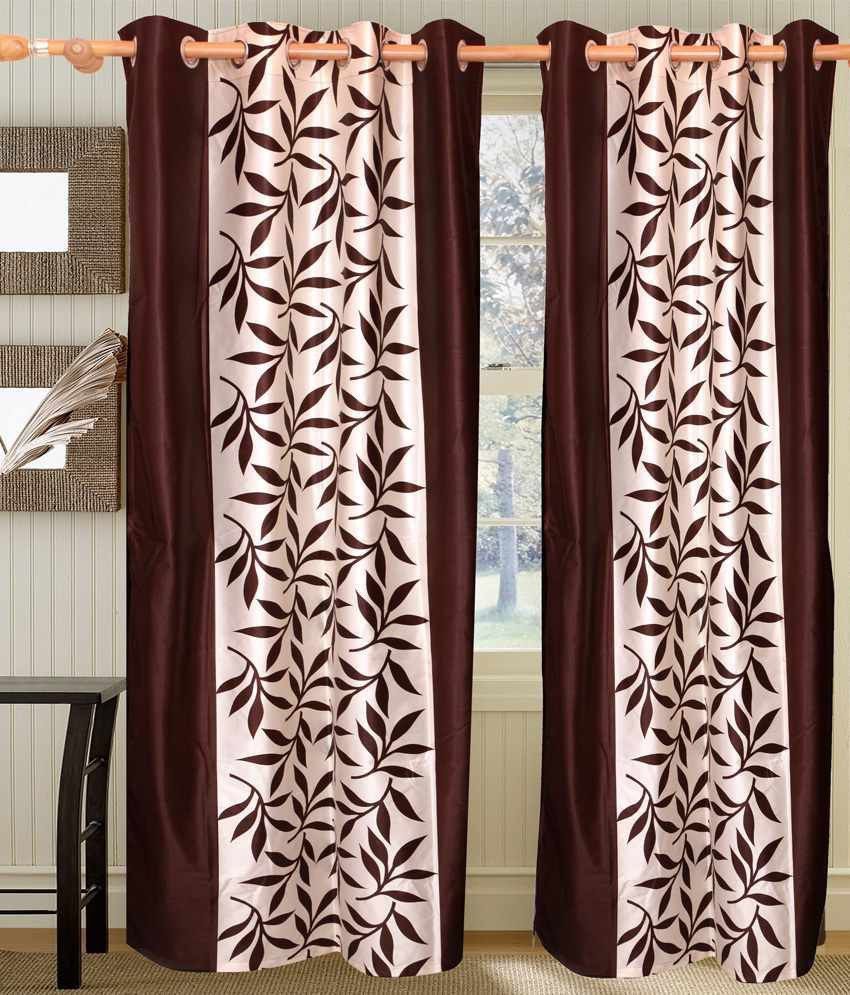 70% OFF on Decor Vatika Polyester Brown Abstract Eyelet Curtain