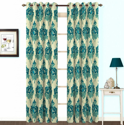 Skipper Polyester, Viscose Blue Striped Eyelet Curtain