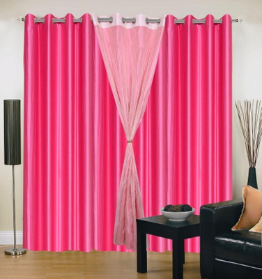 51% OFF on IWS Polyester Pink Printed Eyelet Curtain