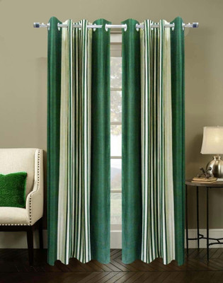 63% OFF on Homefab India Polyester Green Printed Eyelet Curtain