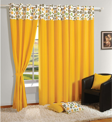 18% OFF on Swayam Cotton Yellow Solid Eyelet Curtain 18% OFF on Swayam Cotton Yellow Solid Eyelet Curtain