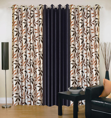 56% OFF on IWS Polyester Multicolor Damask Eyelet Curtain