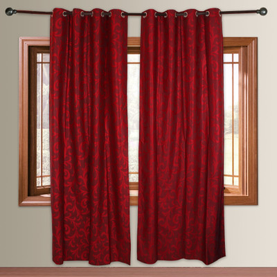 30% OFF on Dekor World Polyester Maroon Printed Eyelet Curtain