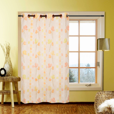 40% OFF on Kings Polycotton Orange Printed Eyelet Curtain