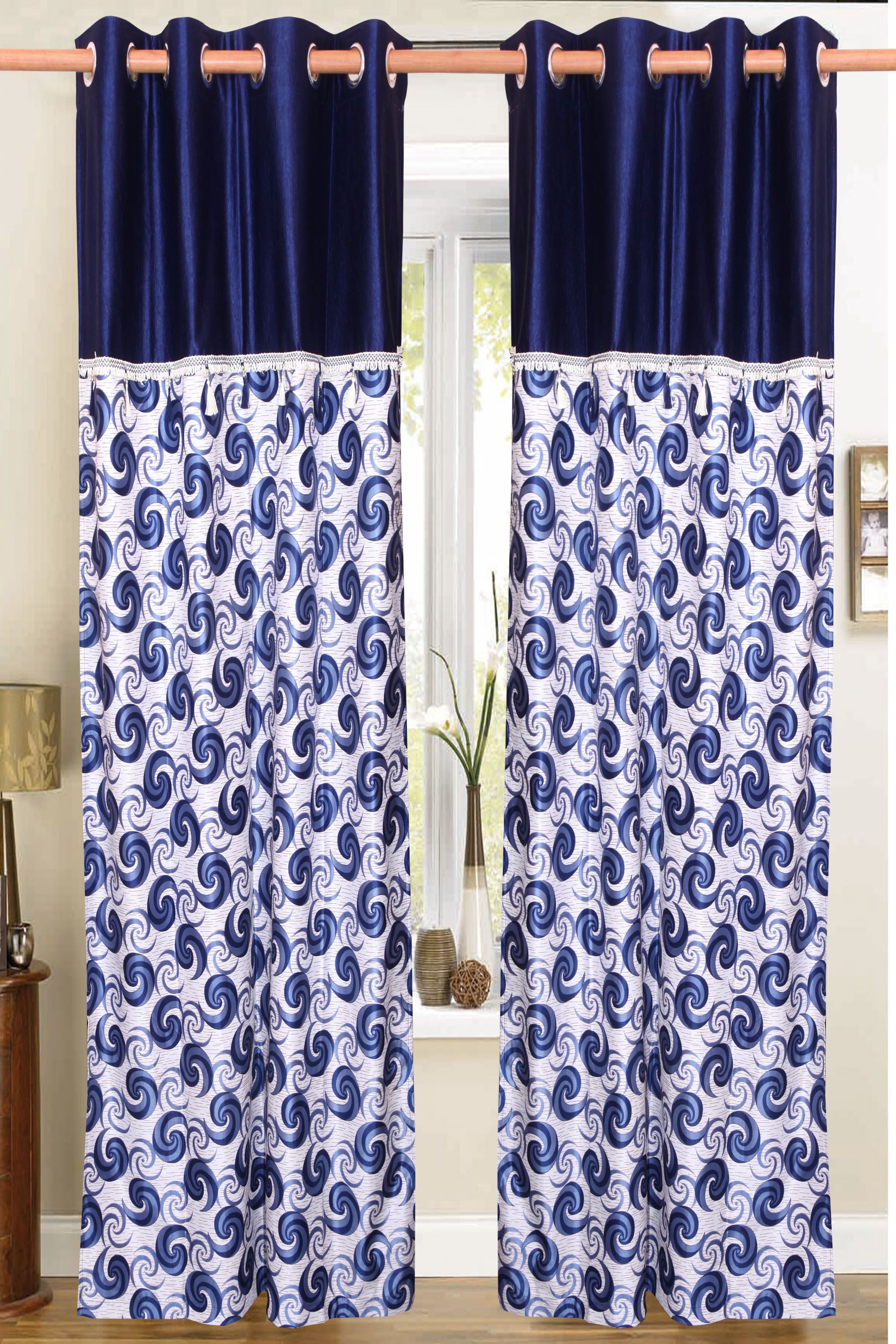 50% OFF on Vrinda Polyester Blue Printed Eyelet Curtain
