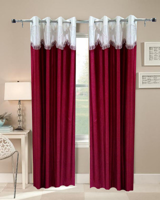 60% OFF on Homefab India Polyester Maroon Solid Eyelet Curtain