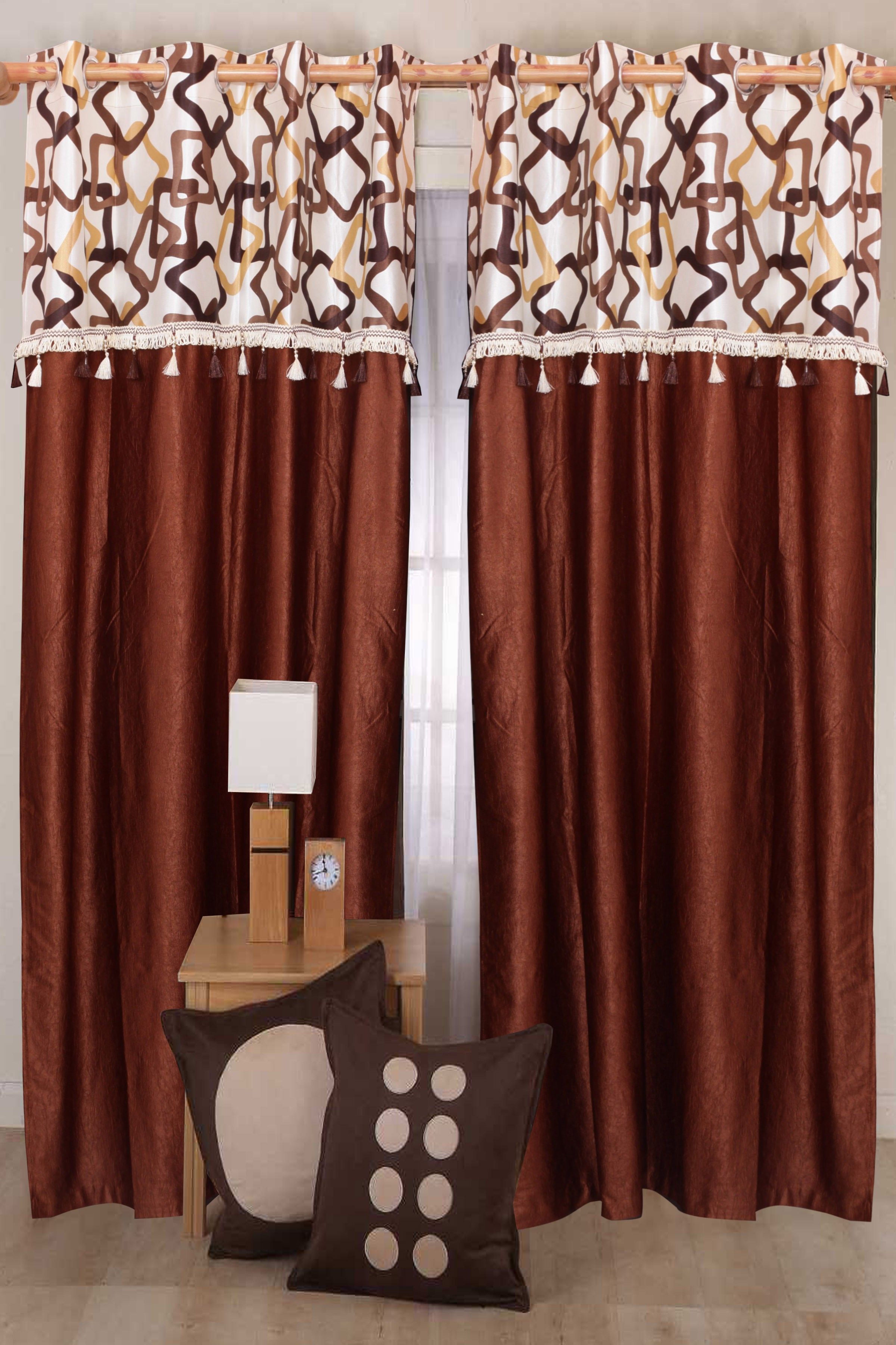 38% OFF on Vrinda Polyester Brown Floral Eyelet Curtain