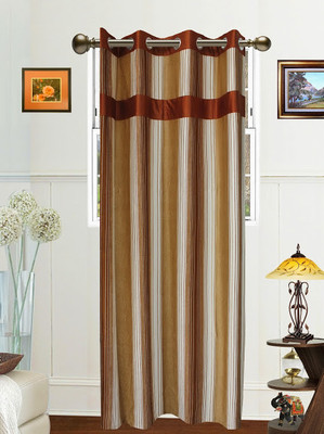 56% OFF on Dekor World Polyester Brown Damask Tab Top Curtain