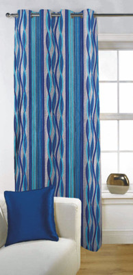 35% OFF on Fabutex Polyester Blue Graphic Eyelet Curtain