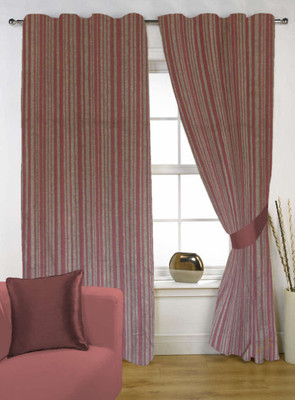 60% OFF on Delight Polycotton Multicolor Striped Eyelet Curtain