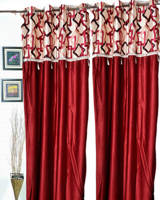 57% OFF on Madhav Product Polyester Maroon Floral Eyelet Curtain