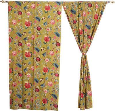 44% OFF on Rajrang Cotton Multicolor Floral Eyelet Curtain