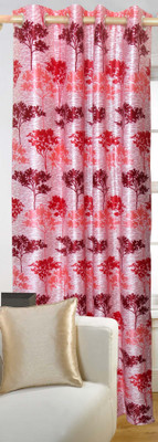 50% OFF on Vrinda Polyester Pink Printed Tab Top Curtain