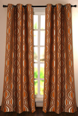 50% OFF on Deco Window Polyester Gold Floral Eyelet Curtain