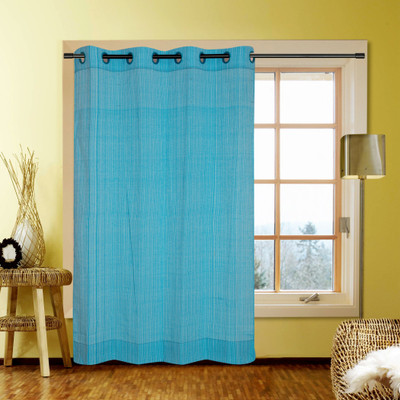 58% OFF on Kings Polycotton Blue Plaid Eyelet Curtain