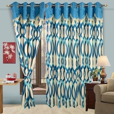 50% OFF on Cortina Polyester Blue Floral Eyelet Curtain 50% OFF on Cortina Polyester Blue Floral Eyelet Curtain