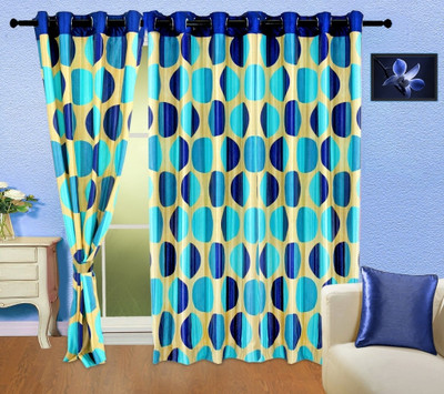 50% OFF on Cortina Polyester Blue Solid Eyelet Curtain