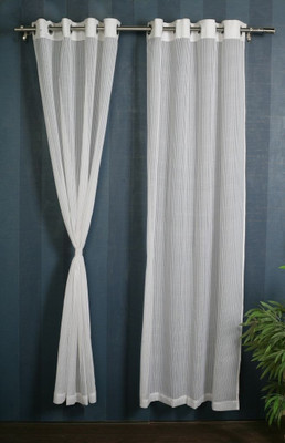 16% OFF on Sheer Empire Polyester White Floral Eyelet Curtain